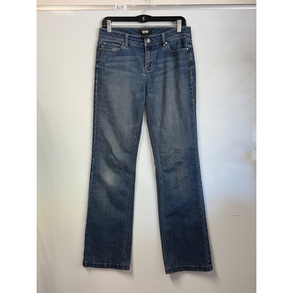 White House Black Market Blanc Women's Jeans 4R Blue Straight Leg Mid Rise